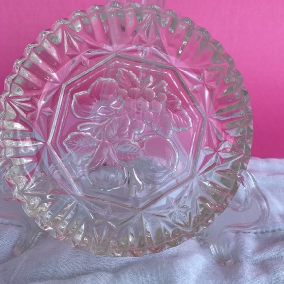 Three FEDERAL GLASS Fruit Diamond Edge Pattern Pioneer Clear Colored Bowls - Picture 3 of 12